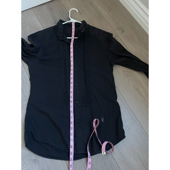 ALLSAINTS Men's Button Up Jesmond Shirt Black Cotton size M long sleeve y2k - Picture 2 of 8